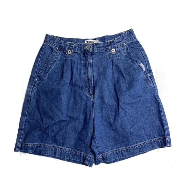 Vintage Bill Blass Pleated Grandpa Granola Girl Denim Bermuda Jorts Shorts - Picture 1 of 5